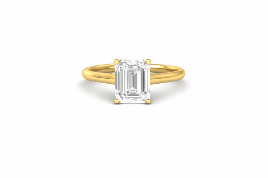Classic Emerald Cut Moissanite Solitaire Engagement Ring