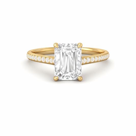 Emerald Cut Moissanite Solitaire Engagement Ring