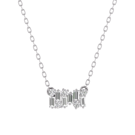 Baguette And Round Moissanite Diamond Pendant 18kt Gold Over Sterling Silver
