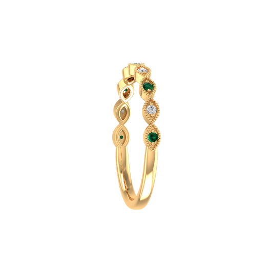 0.13CT Emerald And Moissanite Stacable Ring In 18kt Gold Over Sterling Silver