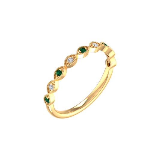 0.13CT Emerald And Moissanite Stacable Ring In 18kt Gold Over Sterling Silver