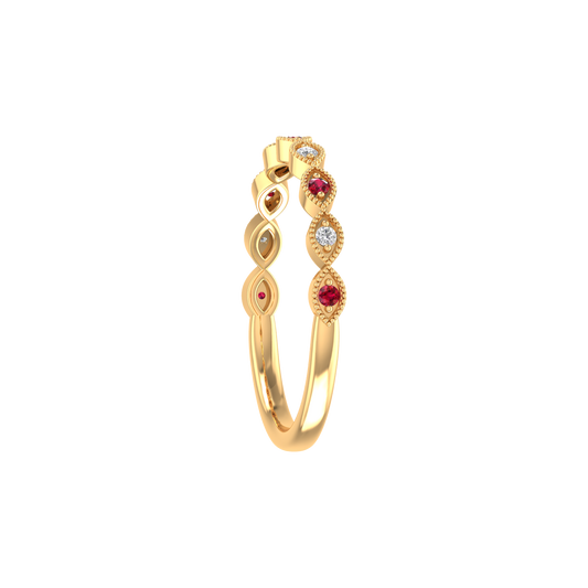 0.13CT Garnet And Moissanite Stacable Ring In 18kt Gold Over Sterling Silver