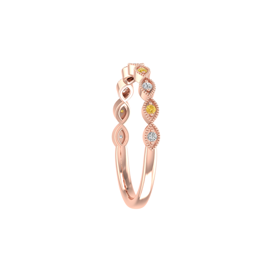 0.13CT Citrine And Moissanite Stacable Band Ring In 18kt Rose Gold Over Sterling Silver