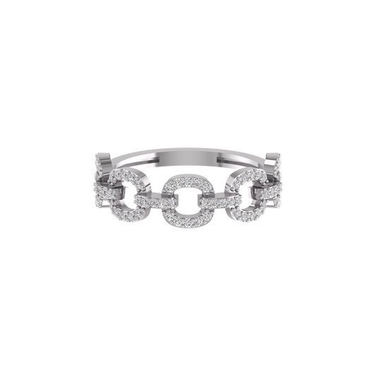 1.00CT Moissanite Diamond Dainty Delicate Cuban Link Ring For Her 14kt White Gold Over Sterling Silver 925
