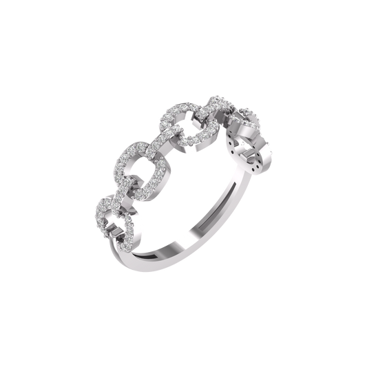 1.00CT Moissanite Diamond Dainty Delicate Cuban Link Ring For Her 14kt White Gold Over Sterling Silver 925