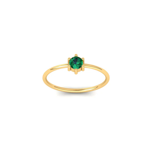 Minimalist Green Emerald Solitaire Ring