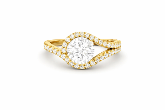 Round Cut Moissanite Engagement Ring