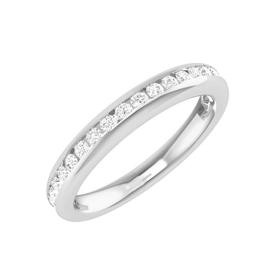Moissanite Wedding Band Half Eternity Ring D Color VVS1 Clarity Round Brilliant Cut Moissanite Diamond S925 Sterling Silver Channel Set Stackable Anniversary Bands for Women