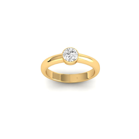 0.75 Carat Bezel-Moissanite Ring In 18kt Gold Over Sterling Silver