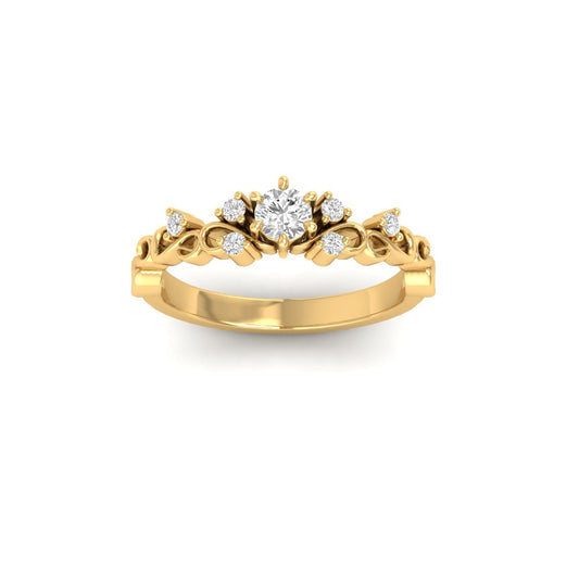 True Elegant 0.35CT Moissanite Engagement Ring 18kt Gold Over Sterling Silver