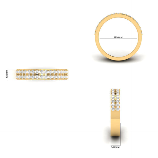 4.20MM Two Row Half Eternity Band In 18kt Gold Over Sterling Silver