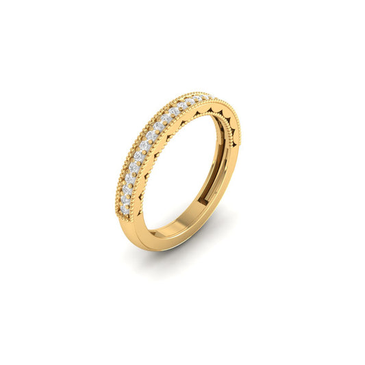 3MM Moissanite Milgrain Wedding Half Eternity Band Ring 18kt Gold Over Sterling Silver