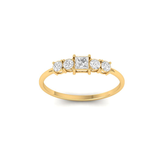 0.38CT Princess Cut Moissanite Ring 18kt Gold Over Sterling Silver