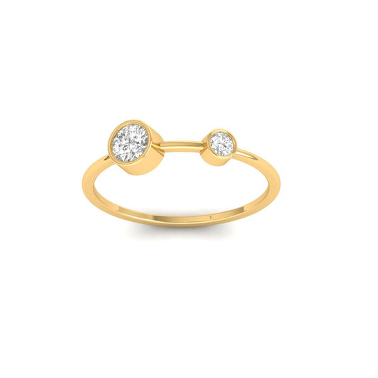 True Elegant Bezel Set Moissanite Dainty Ring 18kt Gold Over Sterling Silver