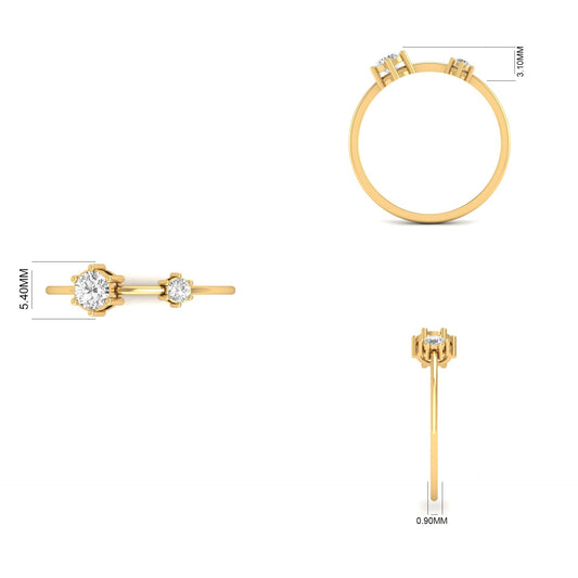 0.30CT Moissanite Dainty Ring 18kt Gold Over Sterling Silver
