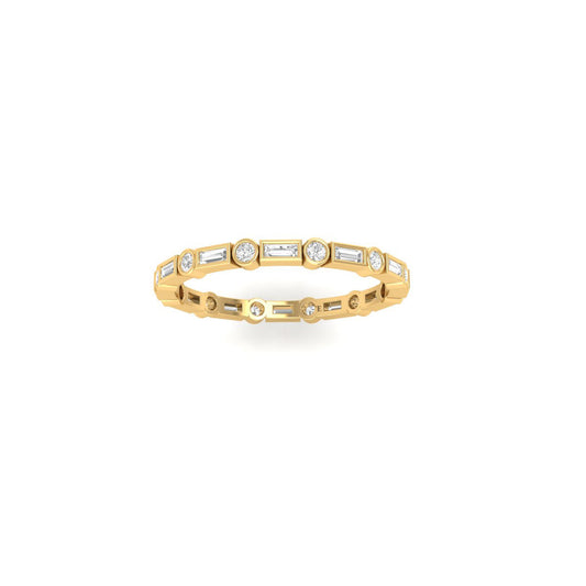 True Elegant Baguette Moissanite Diamond Band 18kt Gold Over Sterling Silver