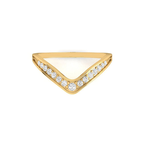 True Elegant Curve Moissanite Dainty Ring 18kt Gold Over Sterling Silver