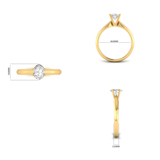 0.75CT Oval Moissanite Diamond Engagement Ring In 18kt Gold Over Sterling Silver
