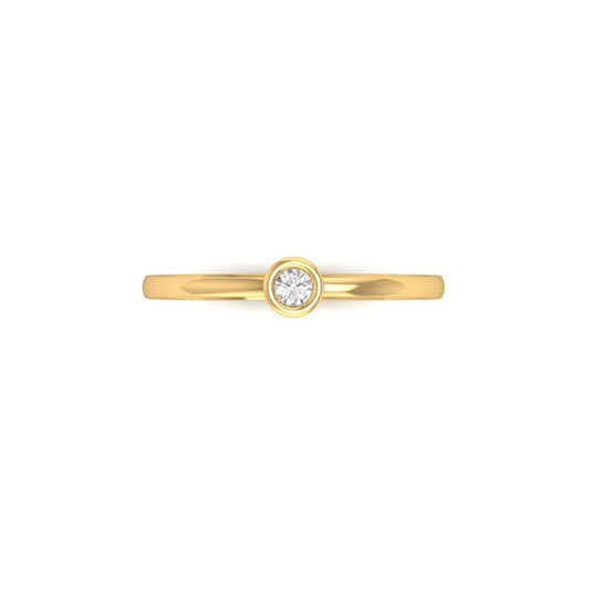 0.9 Ctw Round Cut Moissanite Bezel Set Solitaire Dainty Engagement Ring In 18kt Gold Over Sterling Silver