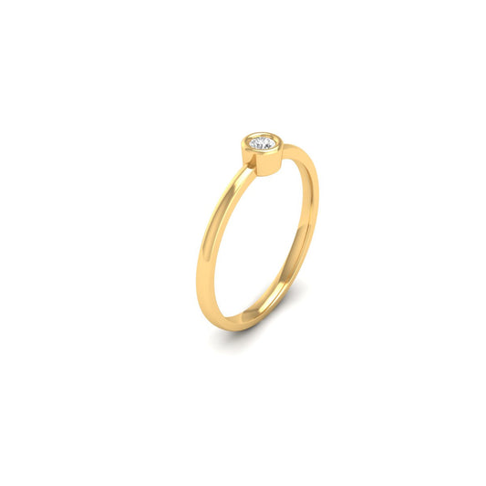 0.9 Ctw Round Cut Moissanite Bezel Set Solitaire Dainty Engagement Ring In 18kt Gold Over Sterling Silver