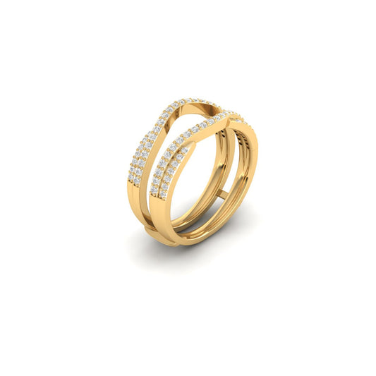 0.35ct Moissanite Diamond Engagement Insert Ring In 18kt Gold Over Sterling Silver