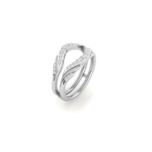 Sterling Silver 0.30CT Moissanite Diamond Enhance Guard Ring