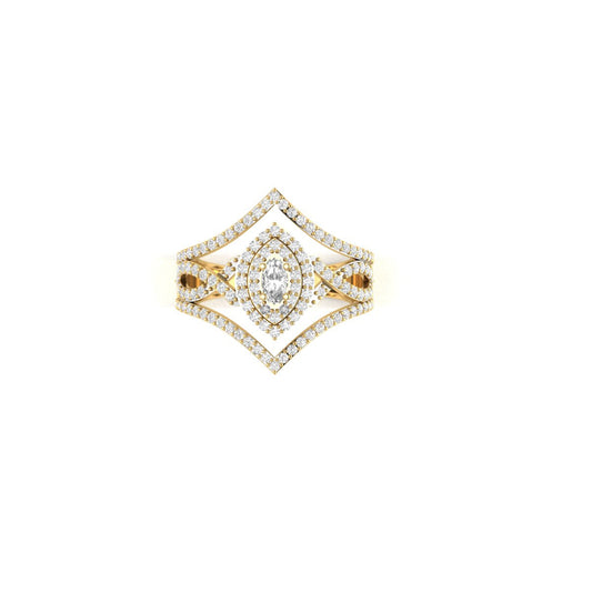 1.0CT Moissanite Diamond Engagement Ring In 18kt Yellow Gold Over Sterling Silver