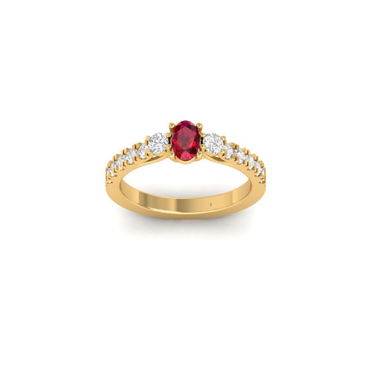 1.0CT Oval Diamond Engagment Ring In 18kt Gold Over Sterling Silver
