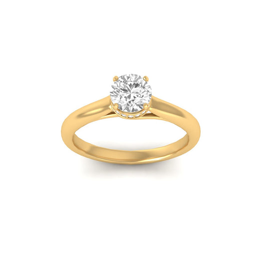 1.0CT Moissanite Diamond Round D Color VVS1 Clarity Engagement Rings In 18kt Gold Over Sterling Silver
