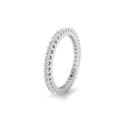 Moissanite Wedding Band Full Eternity Rings for Women Sterling Silver 18K White Gold Plated Stackable Lab Created Diamond Engagement Anniversary Band