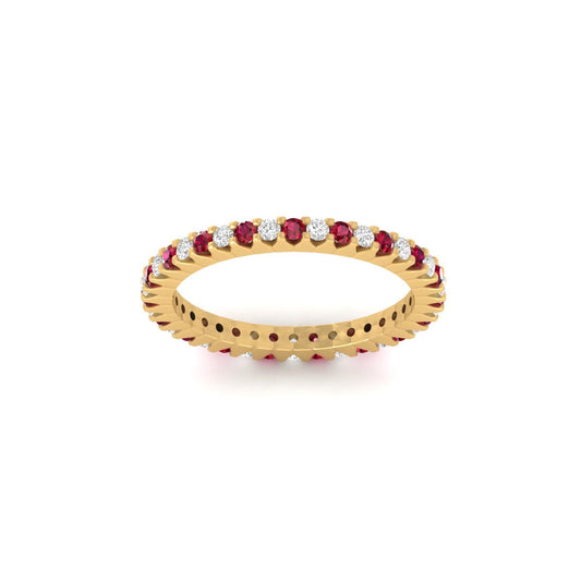 1.0CT Red Garnet Moissanite Full Eternity Anniversary Engagement Band Ring 18kt Gold Over Sterling Silver