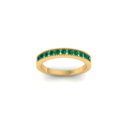 Half Eternity Band Rings for Women Wedding Bands 925 Sterling Silver Lab Created Emerald