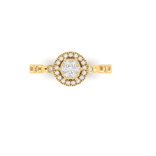 1.0CT Moissanite Diamond Round Cut Engagement Halo Ring for Women 18kt Gold Over Sterling Silver