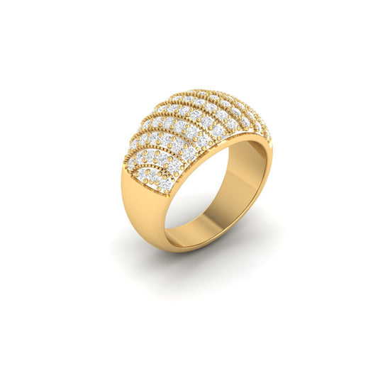 1.0 Ct Moissanite Diamond Wedding Bridal Dome Band Pave Set Eternity Statement Ring For Women 14K Yellow Gold Finish Beautiful Engagement Ring 925 Sterling Silver Handmade Propose Ring