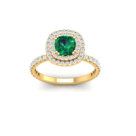 Cushion Cut Engagement Ring 925 Sterling Silver Created Gemstone Birthstone Ring Double Halo Solitaire Wedding Rings for Women