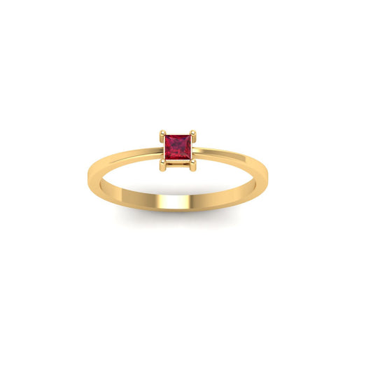 0.50CT Princess Cut Garnet Dainty Promise Wedding Ring 18kt Gold Over Sterling Silver