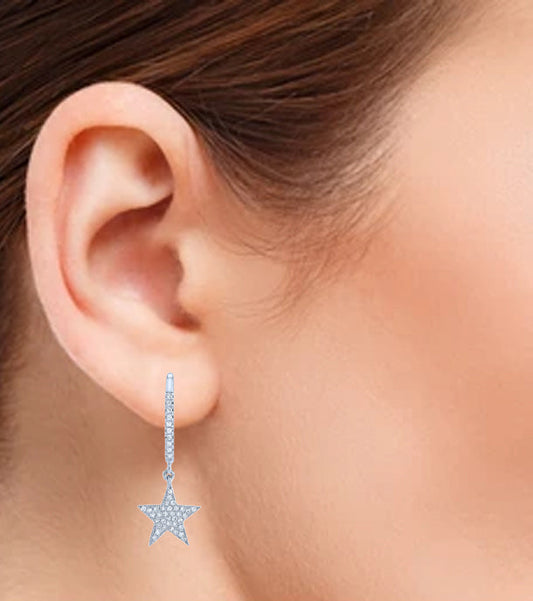 1.50CT Moissanite Diamond Star Drop Dangle Earrings Screwback 925 Sterling Silver