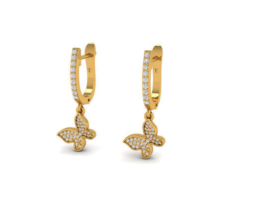 True Elegant 1.50Ct Moissanite Diamond Butterfly Drop Dangle Earrings  925 Sterling Silver 18kt Gold plated
