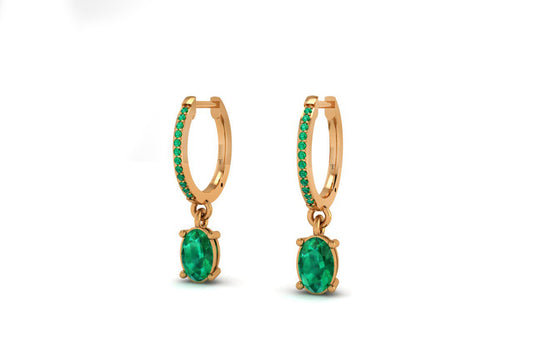 4.0CT Lab Created Emerald Drop Earrings In Sterling Silver