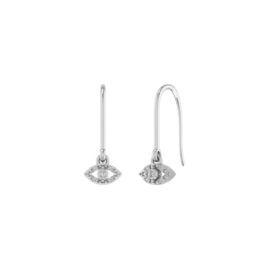 0.50ct. t.w. Moissanite Diamond Evil Eye Dainty Drop Dangle Earrings In Sterling Silver