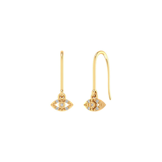 0.50ct. t.w. Moissanite Diamond Evil Eye Dainty Drop Dangle Earrings In Sterling Silver