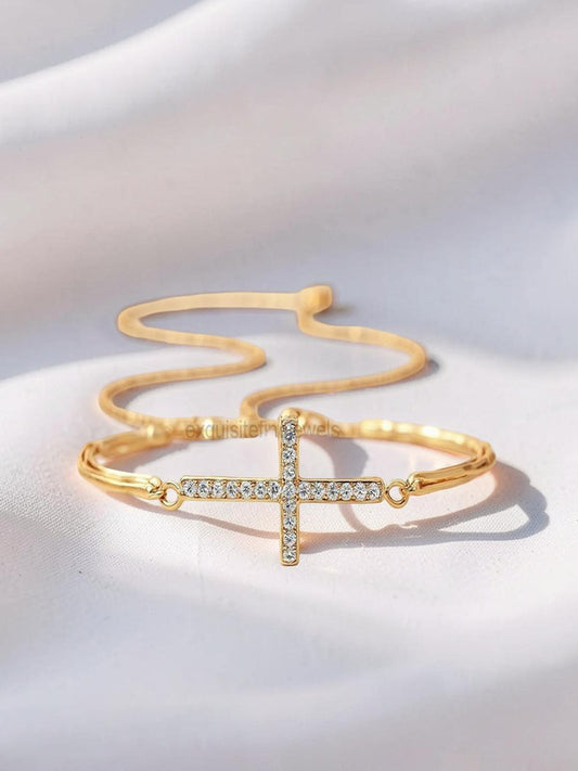 Charm Bracelet Gold Plated CZ