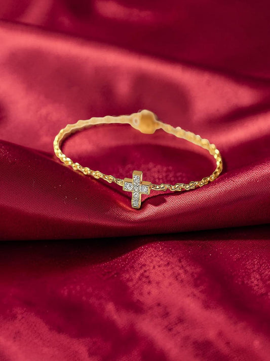 Designer Link Bracelet Gold Plated CZ