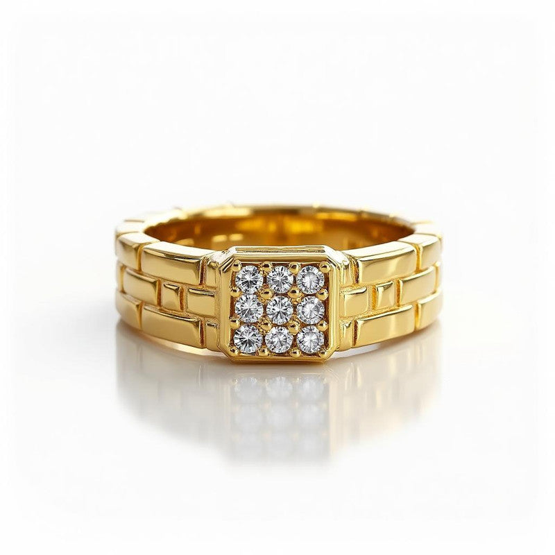 Men's Brick-Link Moissanite Cluster Ring