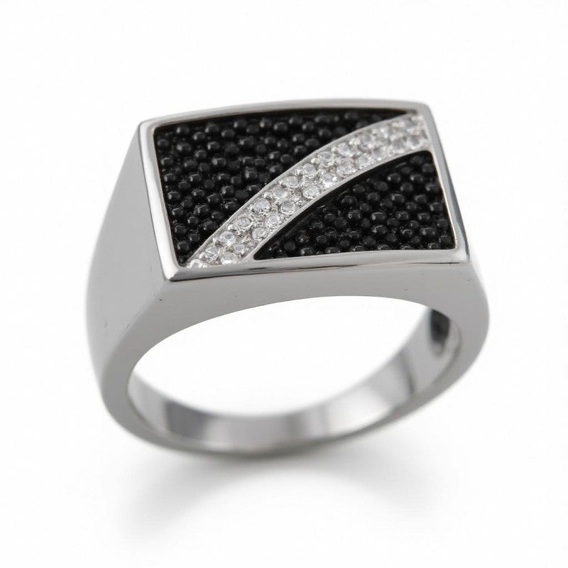 Moissanite Diagonale Signet Ring For Men