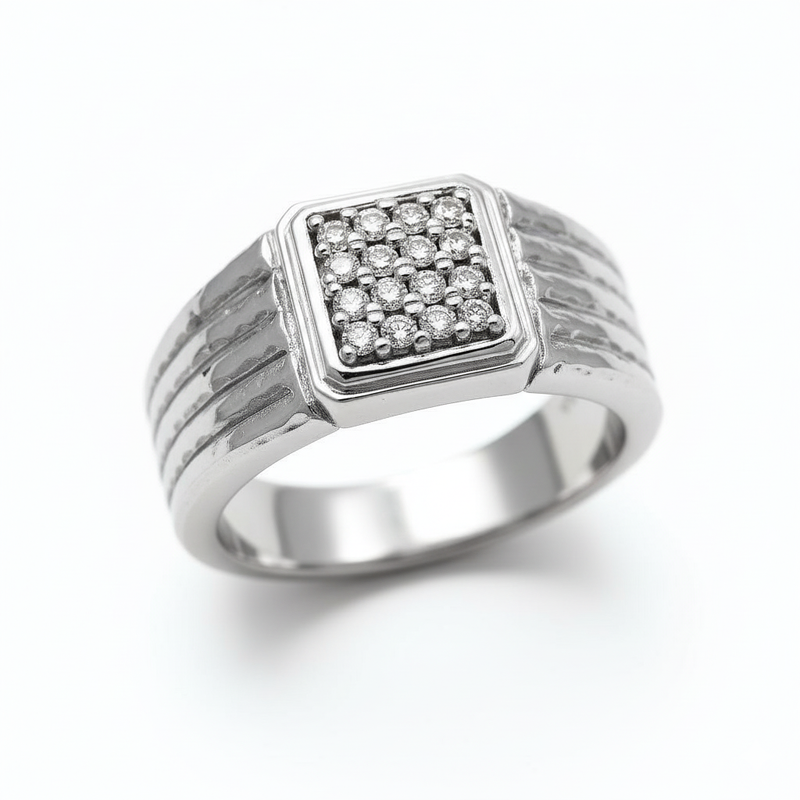 Regal Textured Moissanite Men's Ring Band