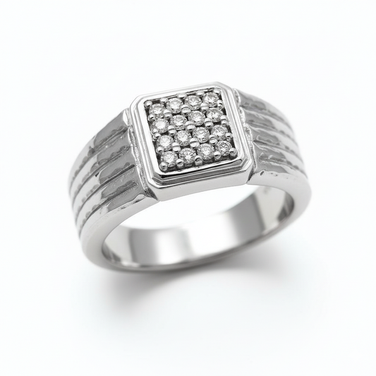 Regal Textured Moissanite Men's Ring Band