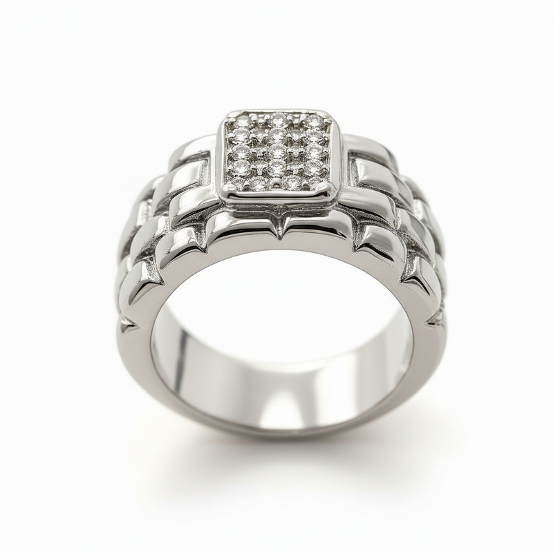 Watch Link Moissanite Ring - Men's Statement Jewelry