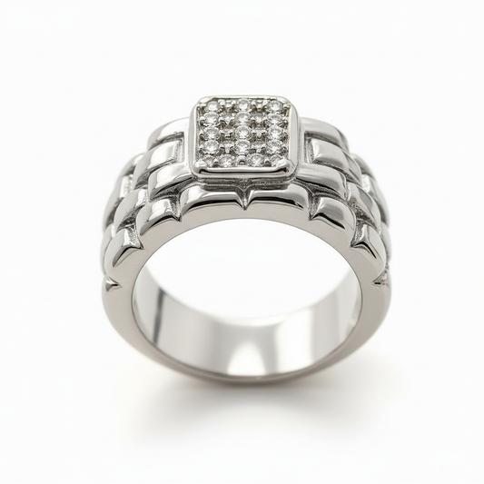Watch Link Moissanite Ring - Men's Statement Jewelry