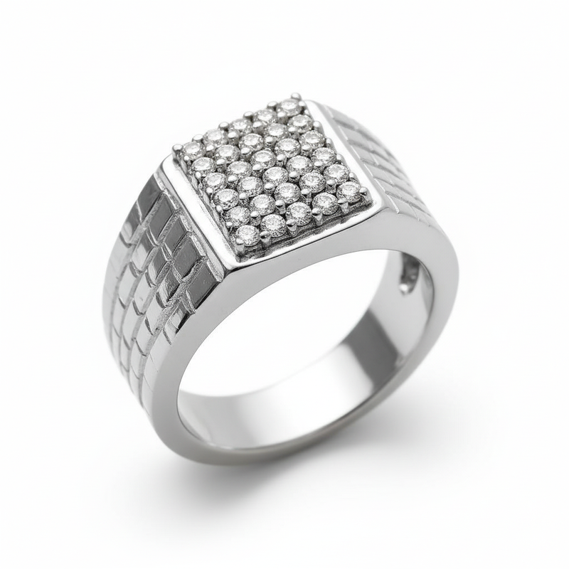 Moissanite Statement Textured Band Ring for Him